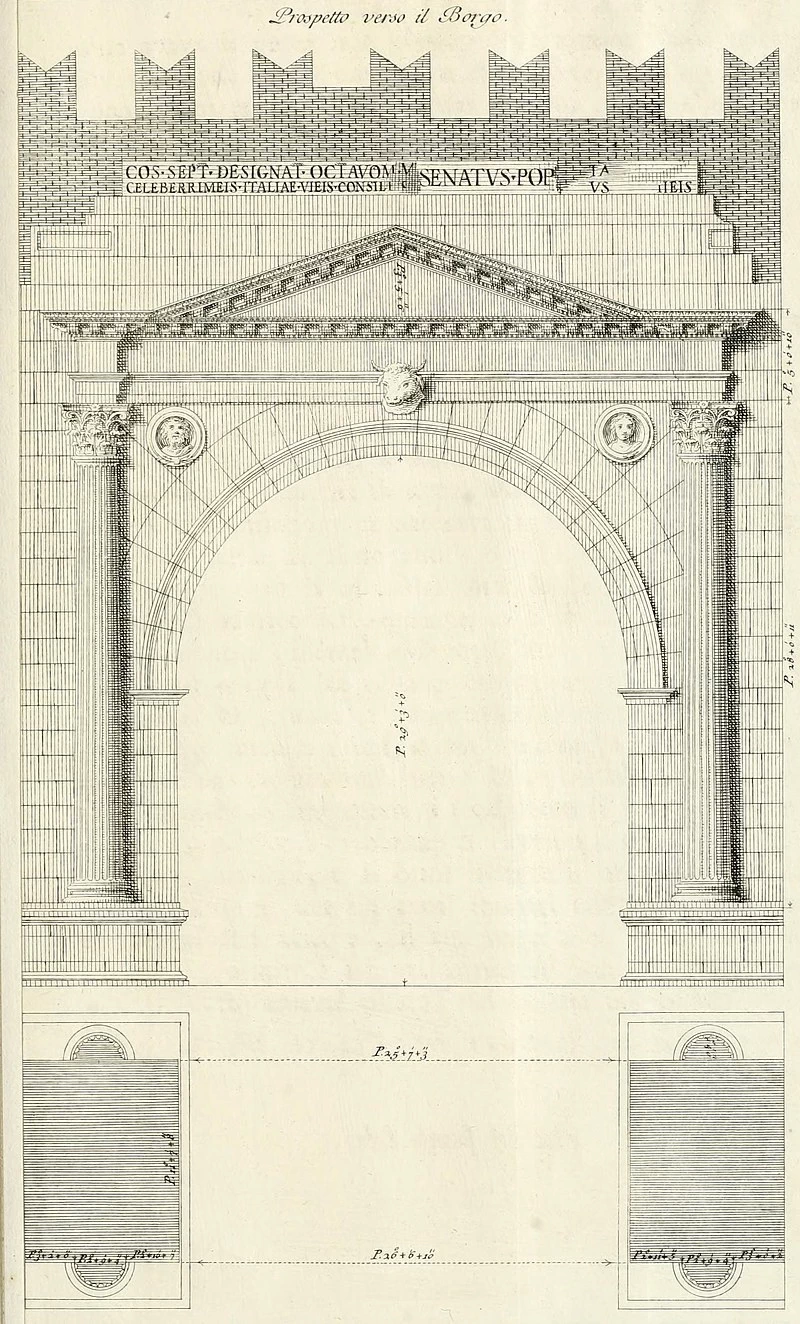 Arco di Augusto, prospetto verso il borgo